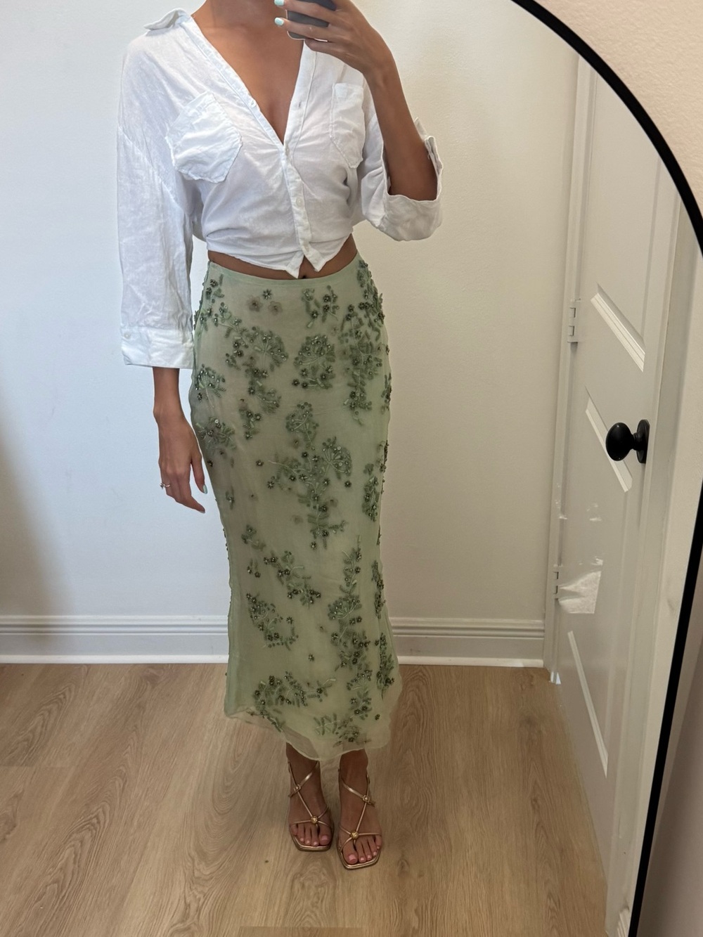 Cult Gaia Sai Beaded Silk Maxi Skirt NWT